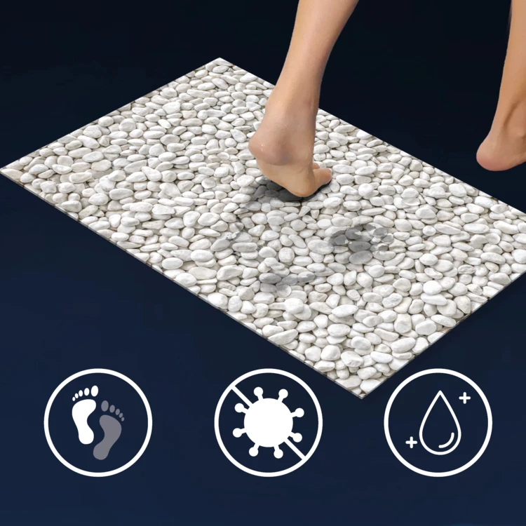 Ultra-absorbierende Badematte mit rutschfestem Kieselstein-Print