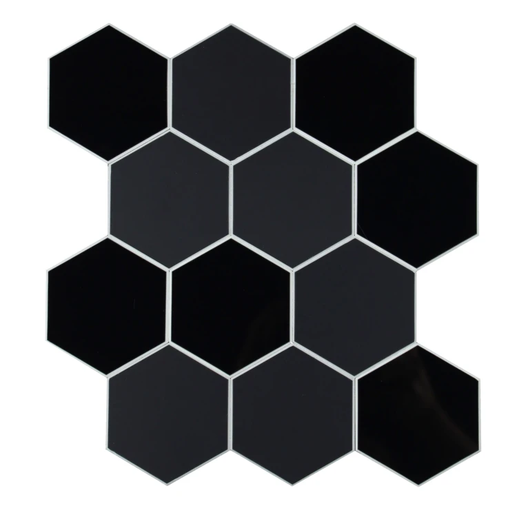 Lot de 4 crédences adhésives murales 3D effet carrelage hexagonal