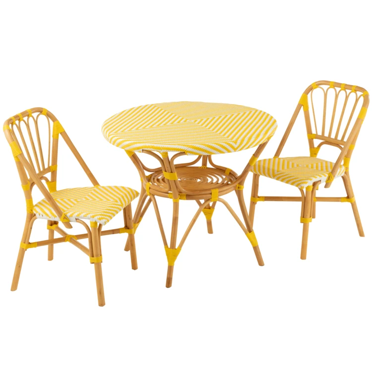 Mesa de jardim em rotim e bambu tecido