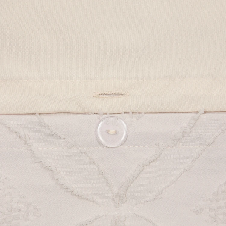 Parure de lit 3 pièces en microfibre lavée à motif tufté