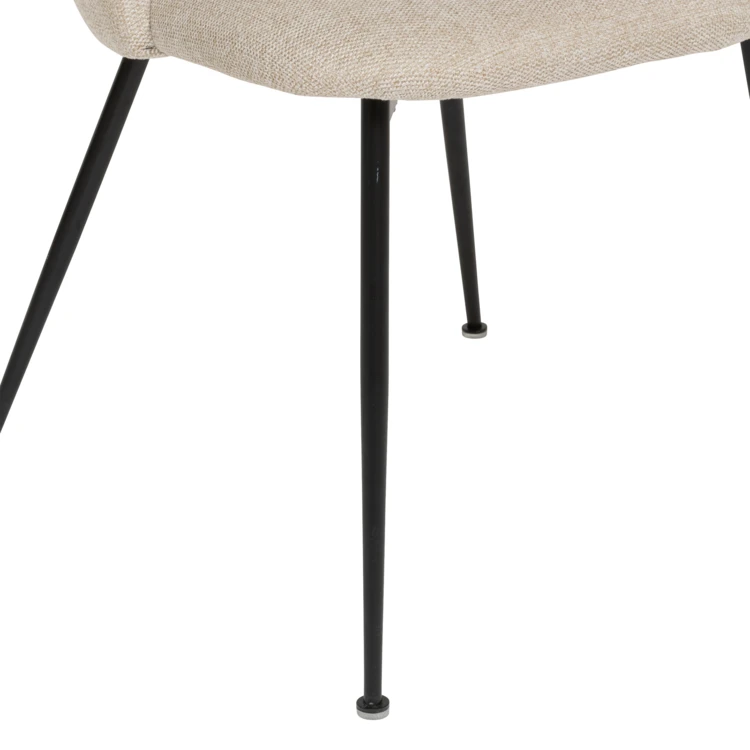 Sedia in tessuto con schienale traforato e gambe in metallo