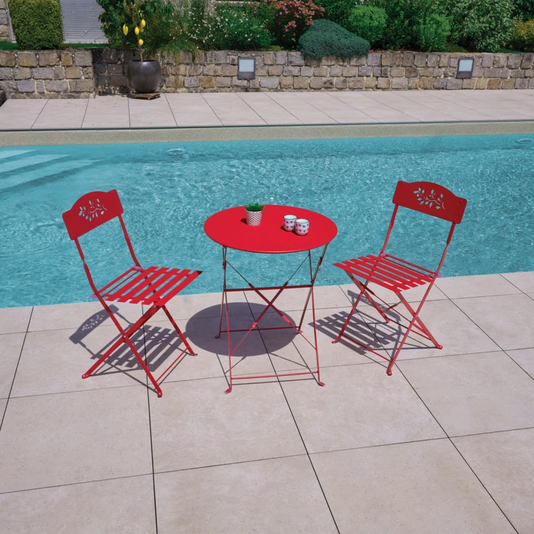 Table de jardin pliante en acier ronde