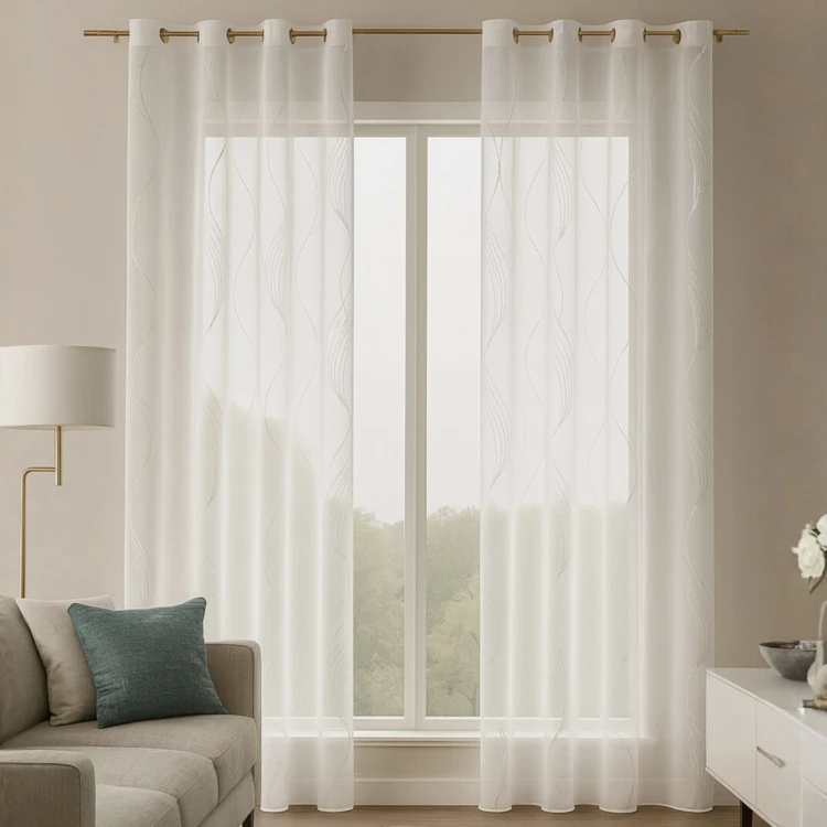 Voile metallizzato a righe ondulate