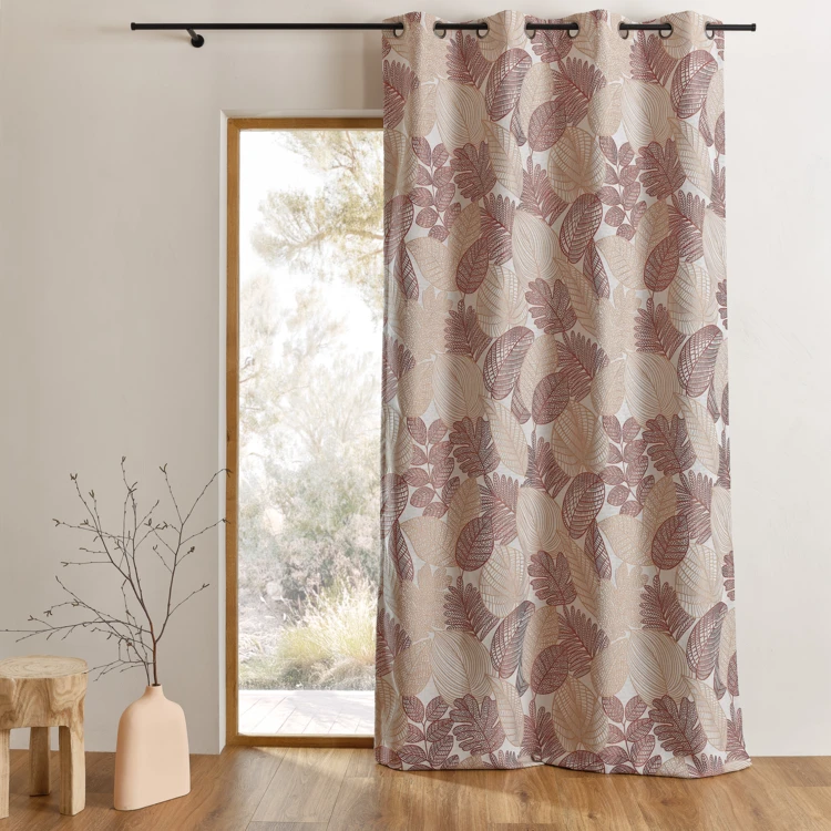 Jacquard-Vorhang aus Poly-Baumwolle mit Blättermuster