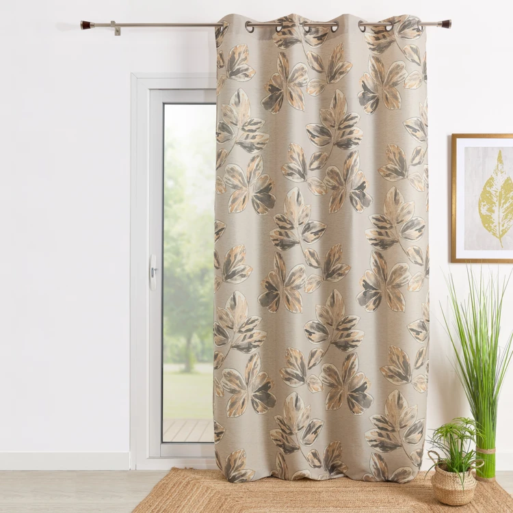 Vorhang aus Poly-Leinen mit aquarellfarbenem Blumenmuster
