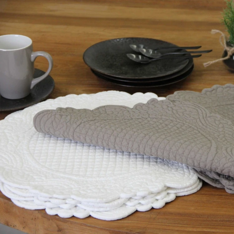 Set de table rond lavable matelassé coton