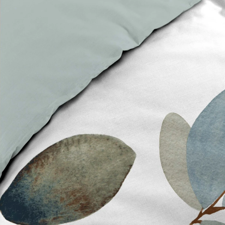 Conjunto de cama de 3 peças, 100 % algodão, com estampado vegetal: colcha + fronhas