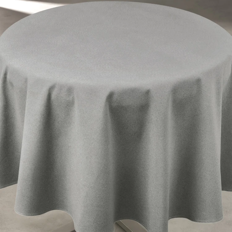 Mantel impermeable antimanchas efecto lino para mesa redonda