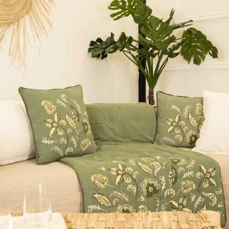 Coussin décoratif en polylin motif floral