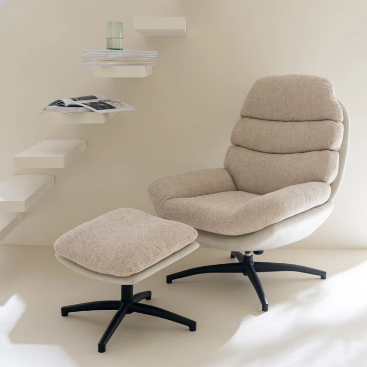 Fauteuil relax pivotant et repose pied