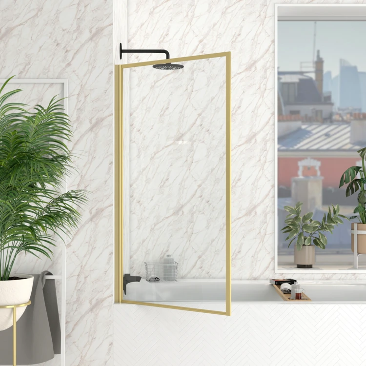 Pare-baignoire rabattable en verre trempé encadrement aluminium