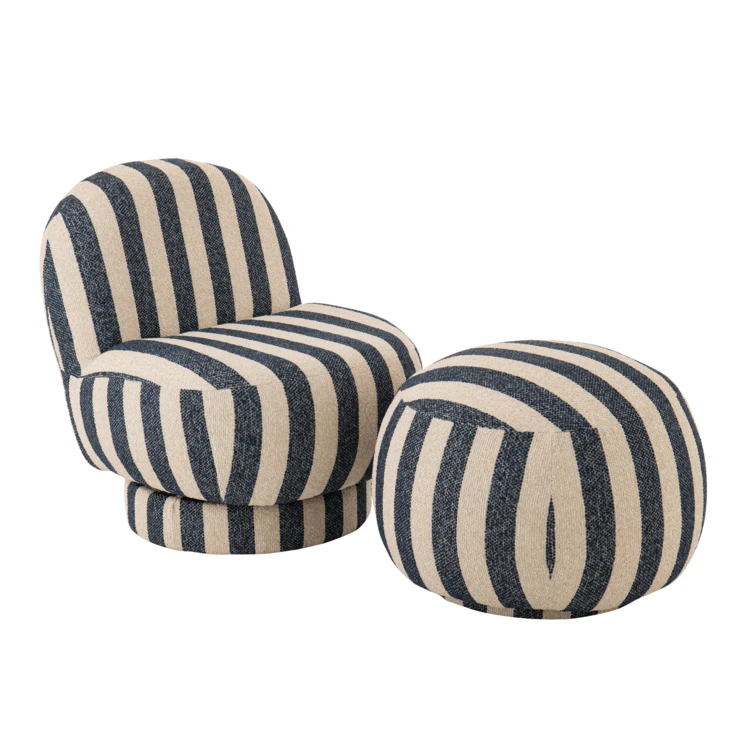 Lounge-Sessel mit gestreiftem Stoffbezug
