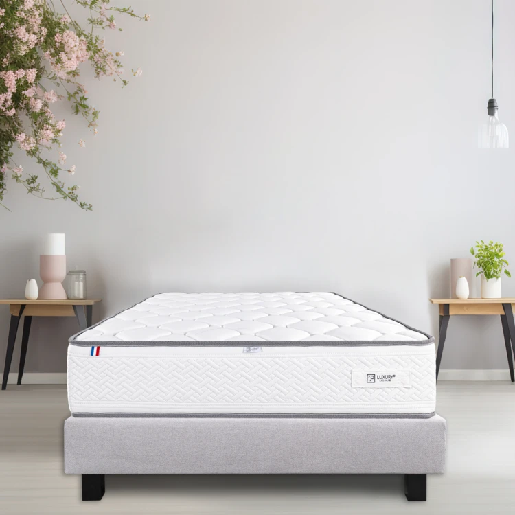 Ensemble matelas mousse 20 cm et sommier gris