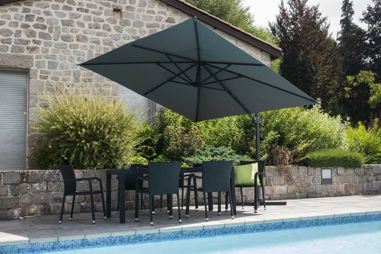 Parasol en Aluminium à Pied Déporté de 3 x 3 m