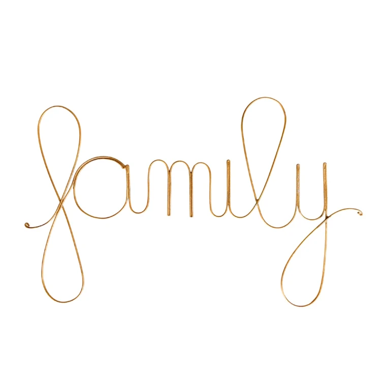 Wort vergoldeter Messingdraht "FAMILY"