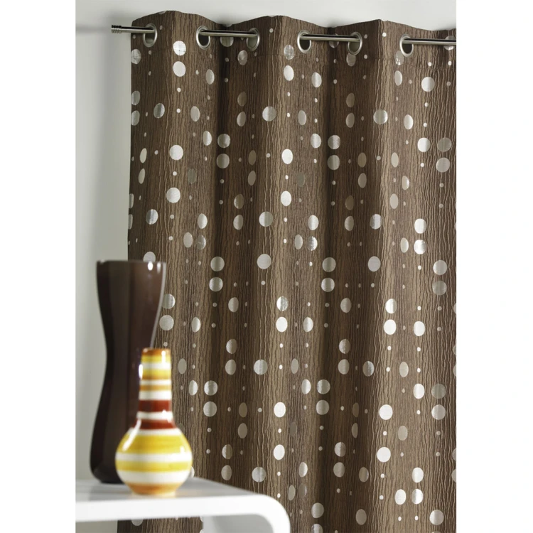 Cortina em jacquard amarrotado com motivos circulares